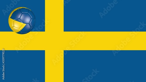 Animated background with the flag of Sweden and a rotating soccer ball