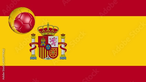 Animated background with the flag of Spain and a rotating soccer ball