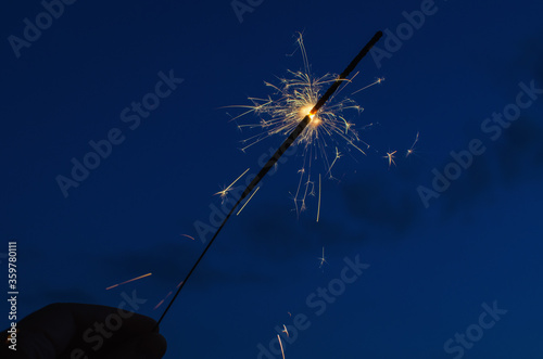 fireworks at night to celebrate summer with sky background photo