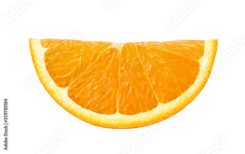 Perfect fruit orange slice isolated on white.