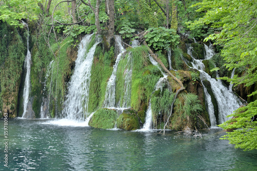 WATERFALLS IN THE PLITVICE LAKES NATIONAL PARK IN CROATIA. 