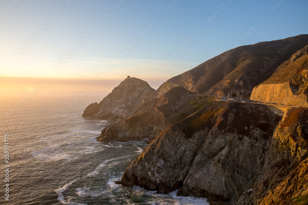 sunset on the coast of california