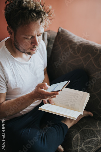 Man distracted by the smartphone 