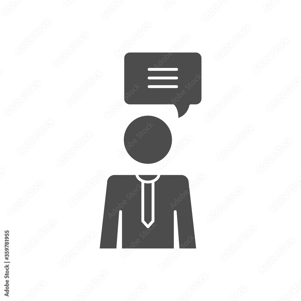 pictogram man with speech bubble icon, silhouette style pictogram man with speech bubble icon, silhouette style