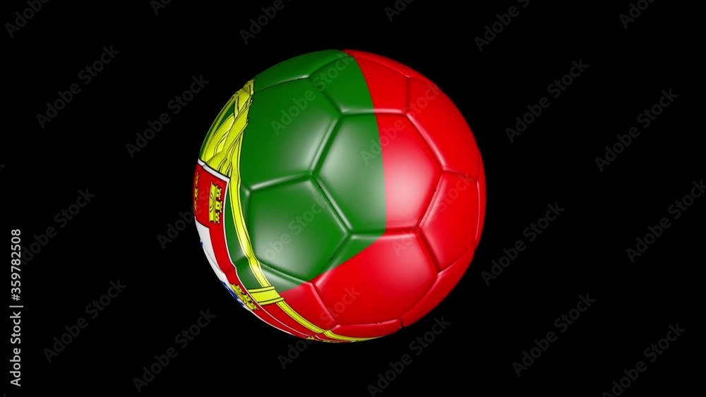 soccer ball with the flag of Portugal on black background soccer ball with the flag of Portugal on black background