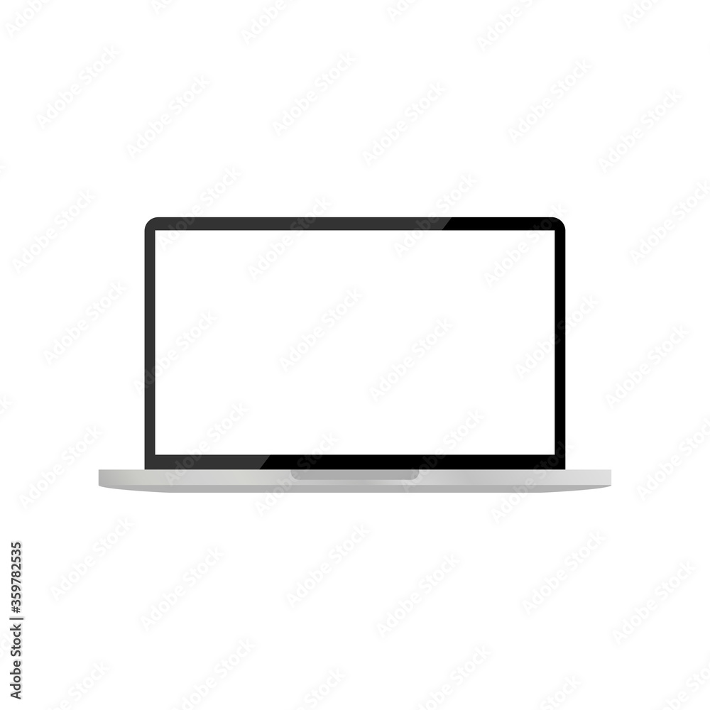 Laptop , computer on white backgraund . Metal laptop icon . Silver laptop . White screen , isolated. Laptop , computer on white backgraund . Metal laptop icon . Silver laptop . White screen , isolated.