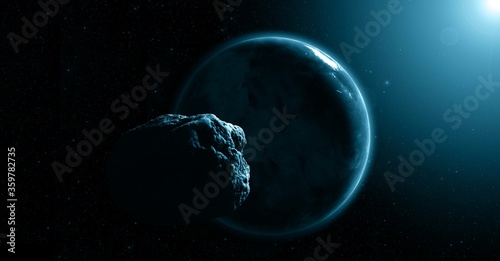Fototapeta Naklejka Na Ścianę i Meble -  Asteroiden auf dem Weg in Richtung Erde