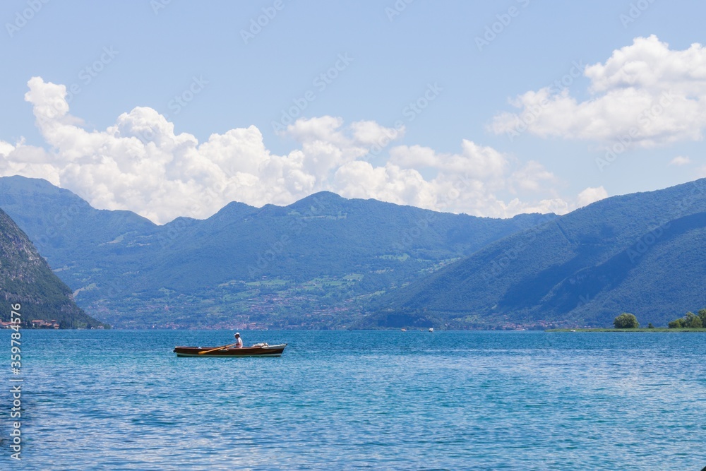 boat on the lake Iseo, Italy