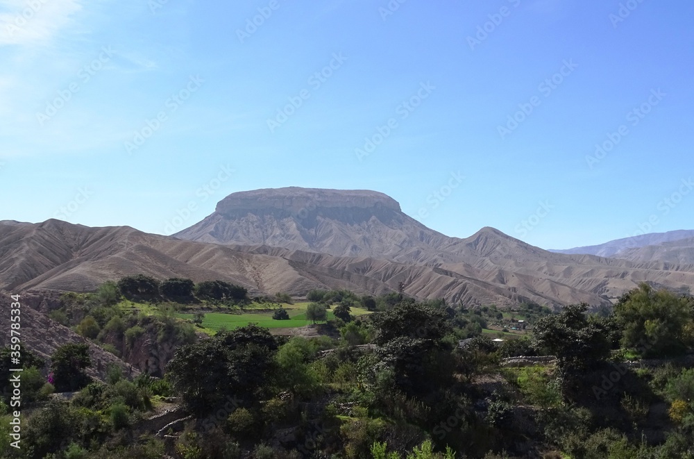 View to Cerro Baúl (Trunk Mountain) from Moquegua Valley (Southern peruvian desert)