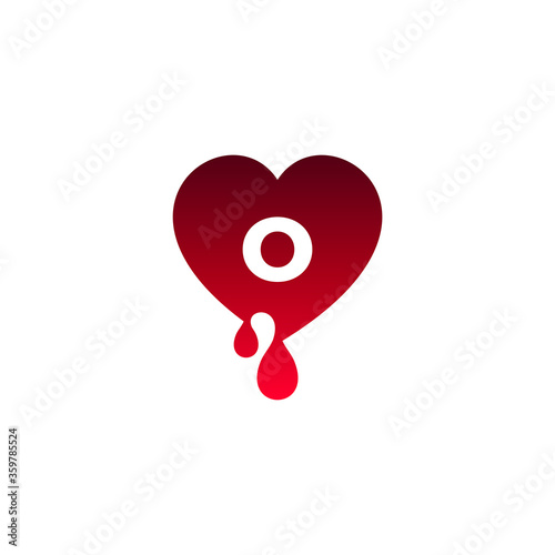 blood and love with letter O logo design