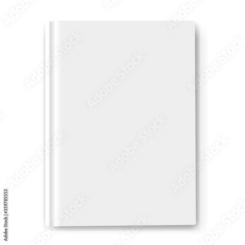 White Book Template Mockup Isolated White Background With Gradient Mesh, Vector Illustration