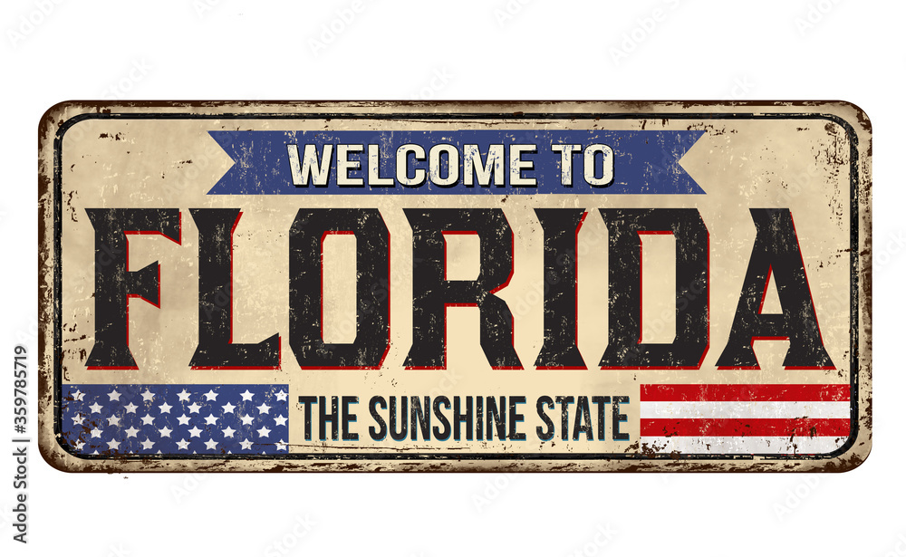 Fototapeta premium Welcome to Florida vintage rusty metal sign