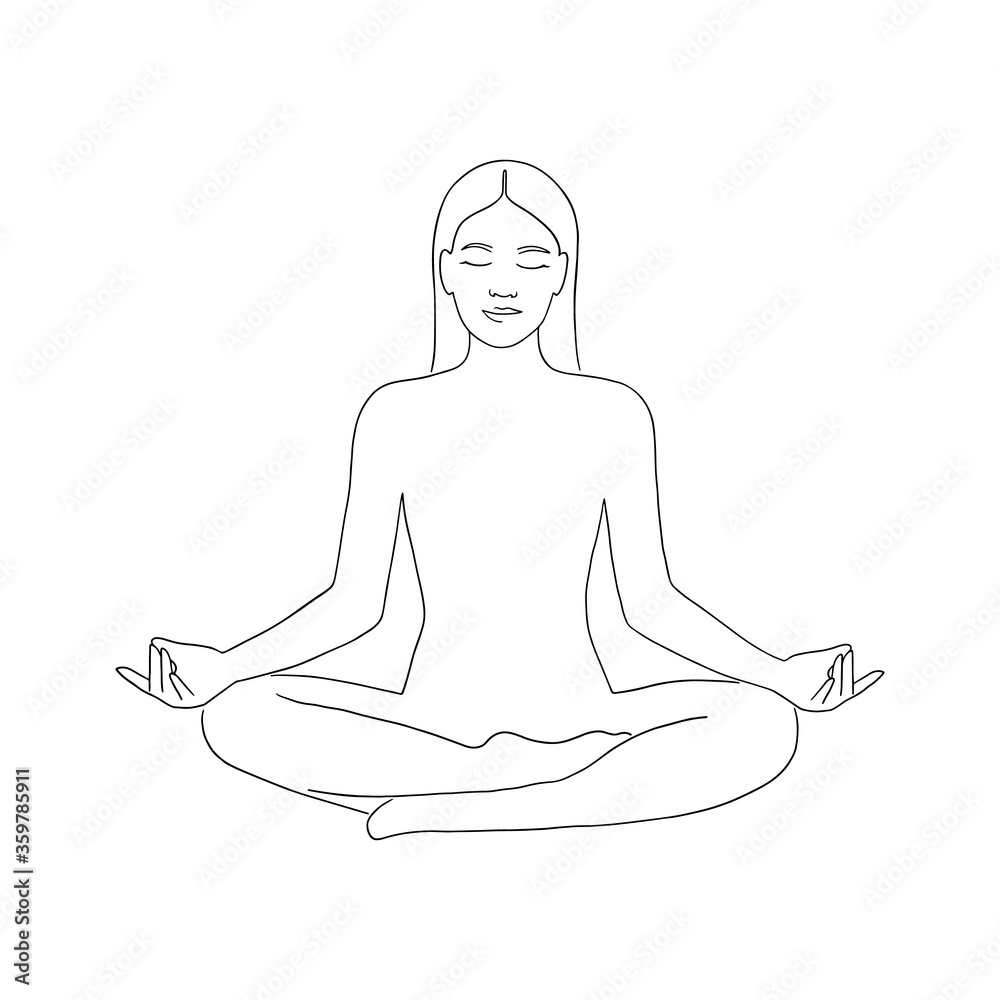 Girl Woman Yoga Meditation Pose Cartoon Graphic by morspective · Creative  Fabrica