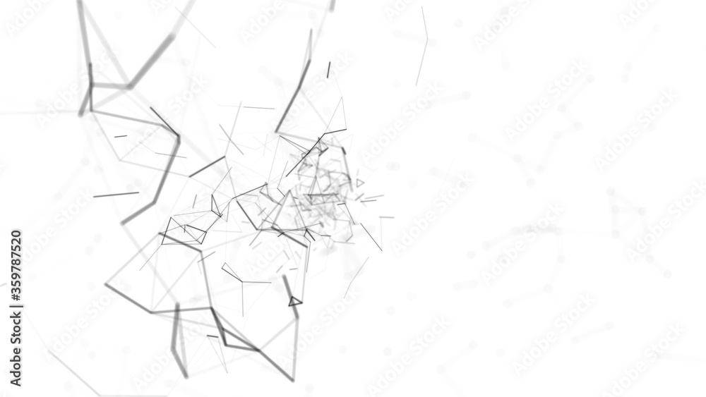 abstract white geometrical background with moving black lines and dots.  looping cg animation good for youtube
