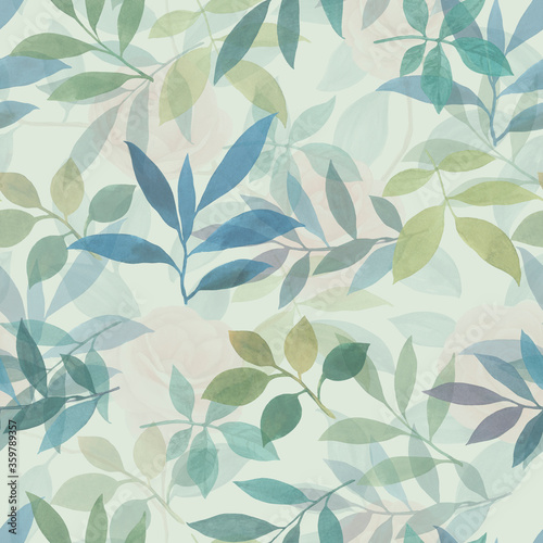 Seamless botanical pattern for design. Watercolor ornament of leaves. Ornament for print  wallpaper and textile.