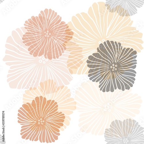 Light Orange vector seamless doodle pattern with flowers. Colorful illustration with flowers in doodle style. Pattern for trendy fabric  wallpapers.