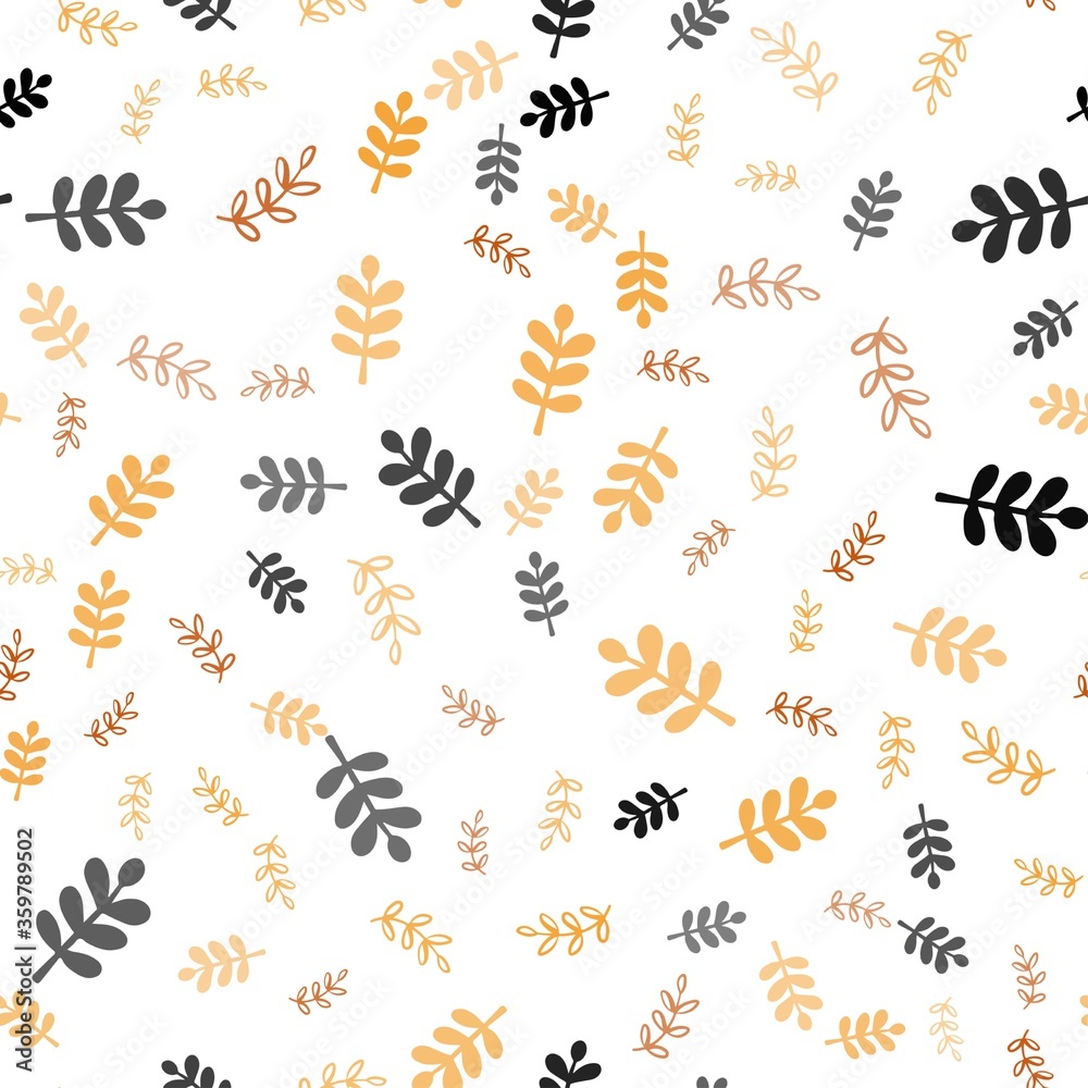 Light Orange vector seamless elegant background with leaves, branches. Brand new colored illustration with leaves and branches. Pattern for trendy fabric, wallpapers.