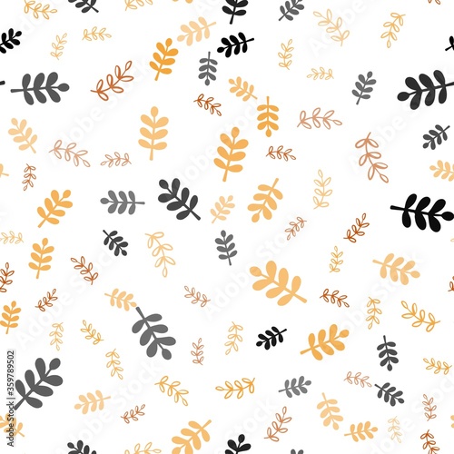 Light Orange vector seamless elegant background with leaves, branches. Brand new colored illustration with leaves and branches. Pattern for trendy fabric, wallpapers. © smaria2015
