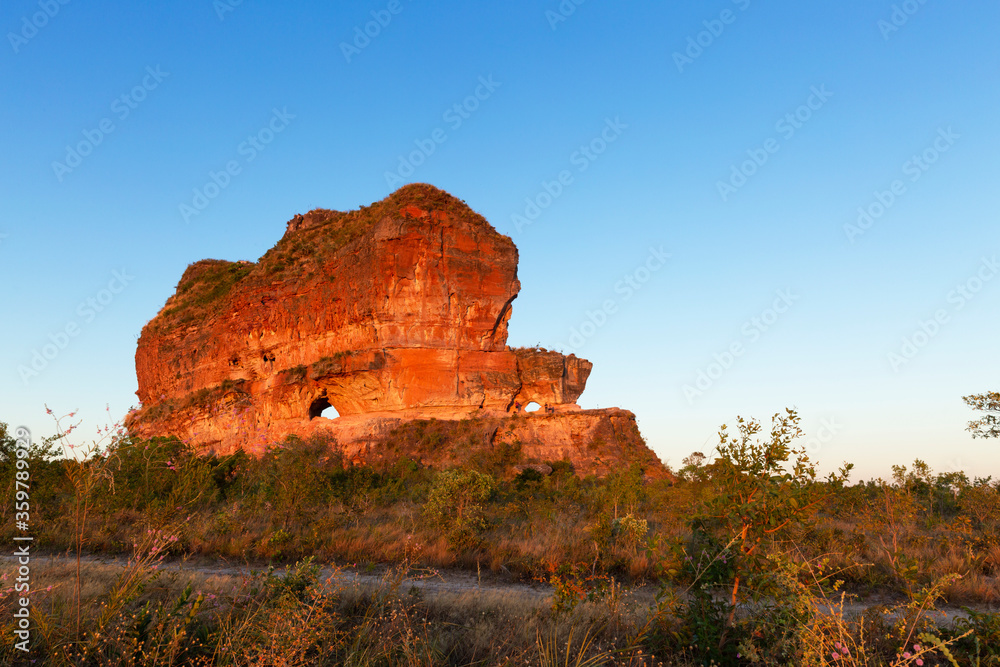 Jalapao State Park - Holed stone in Tocantins Brazil.