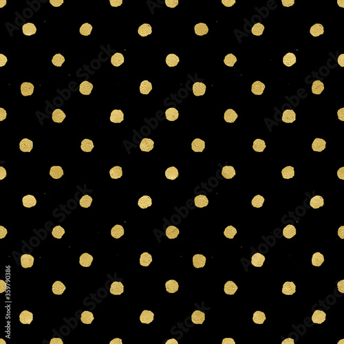 seamless pattern grunge gold texture polka dots on a black background great for packaging and textile design 