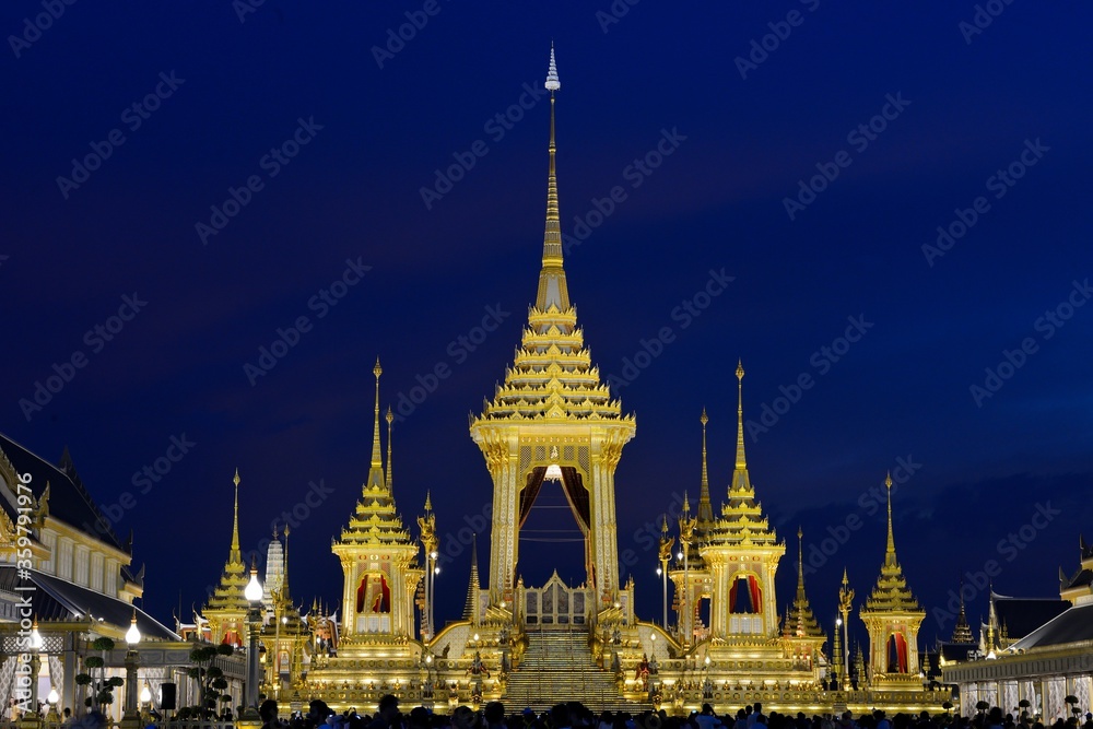 Naklejka premium BANGKOK/THAILAND - NOV 10: The Royal Crematorium of His Majesty King Bhumibol Adulyadej (The Late King of Thailand) on the November 10, 2017 in Bangkok Thailand