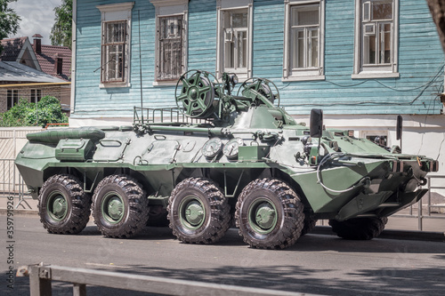 Armoured personnel carrier (APC) parked on the street, BTR