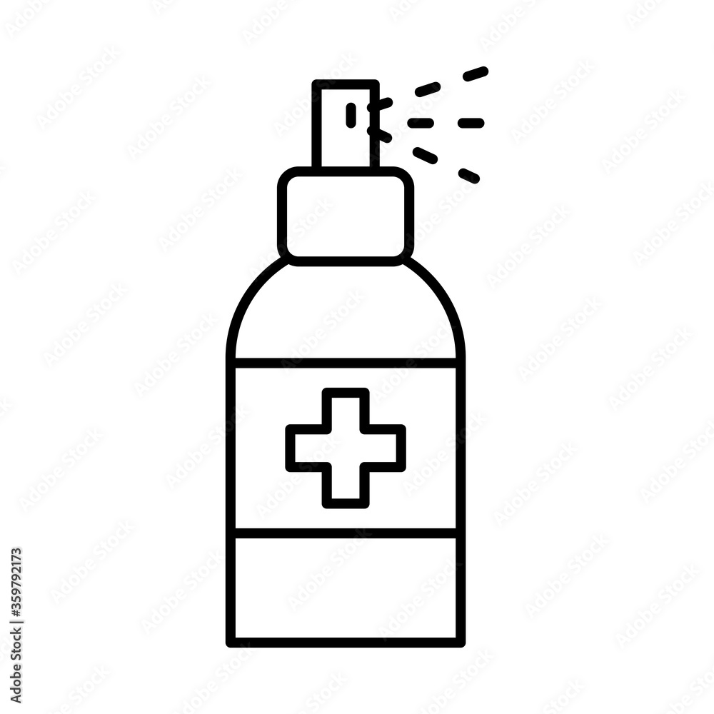 antibacterial spray bottle with medical cross icon, line style antibacterial spray bottle with medical cross icon, line style