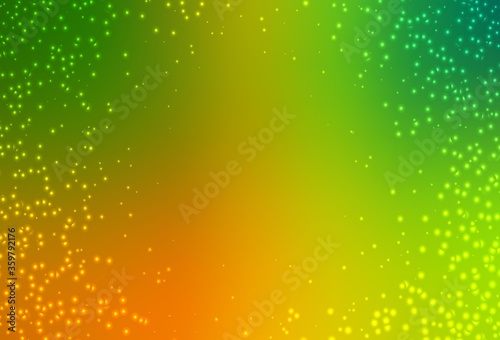 Light Green, Yellow vector texture with milky way stars. Space stars on blurred abstract background with gradient. Pattern for futuristic ad, booklets.