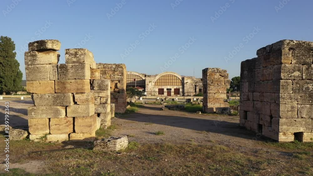 Ancient ruins of Hierapolis Pamukkale - Denizli - Turkey.