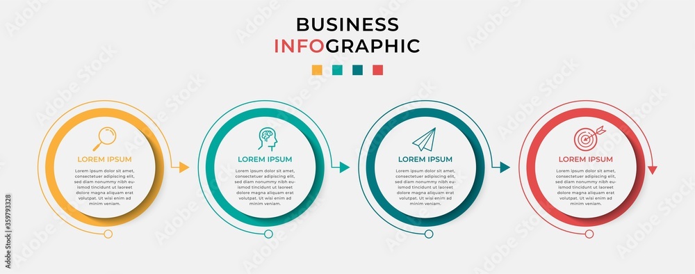 Business Infographic design template Vector with icons and 4 four options or steps. Can be used for process diagram, presentations, workflow layout, banner, flow chart, info graph