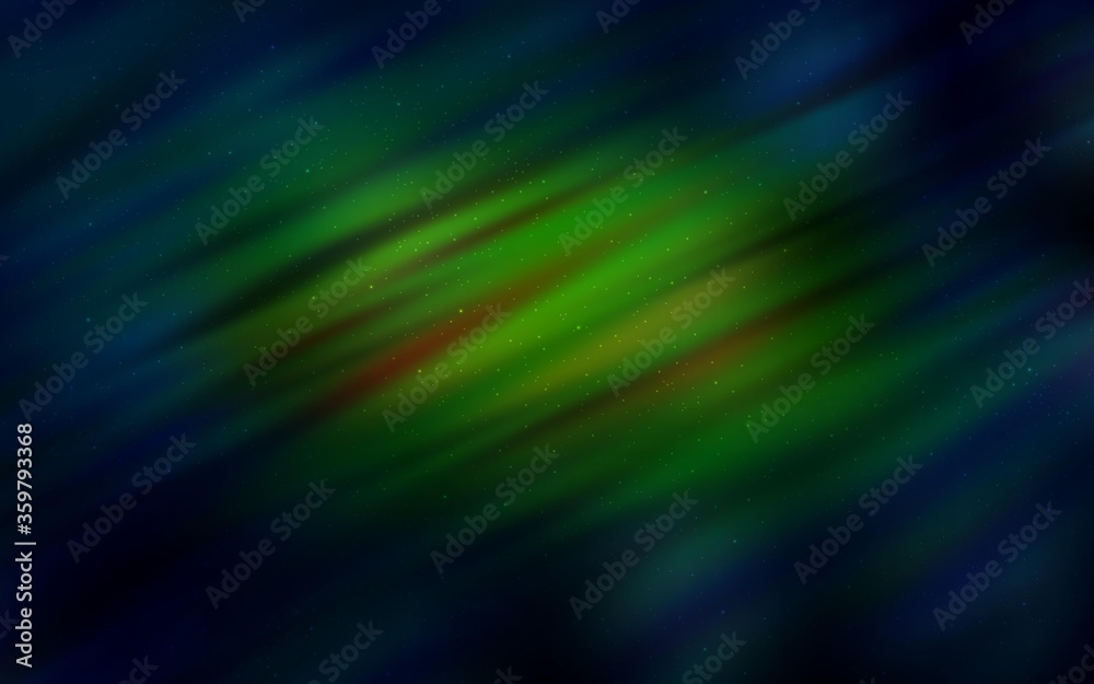 Dark Green, Yellow vector pattern with night sky stars. Shining colored illustration with bright astronomical stars. Best design for your ad, poster, banner.