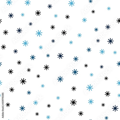 Dark BLUE vector seamless pattern with christmas snowflakes. Modern geometrical abstract illustration with snowflakes. Design for textile, fabric, wallpapers.