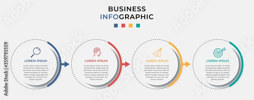 Business Infographic design template Vector with icons and 4 four options or steps. Can be used for process diagram, presentations, workflow layout, banner, flow chart, info graph