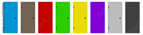 Multicolored door set, vector illustration