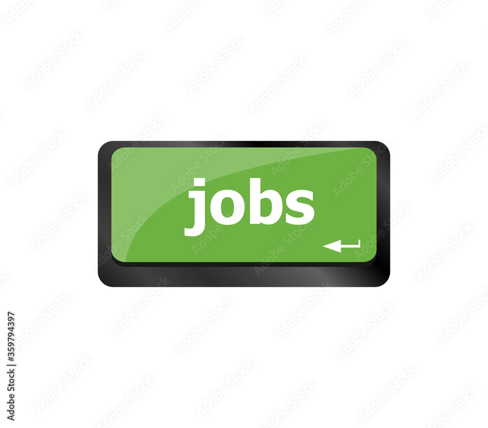 Computer keyboard with Jobs enter key - business concept Computer keyboard with Jobs enter key - business concept