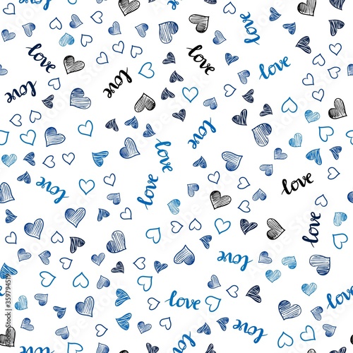 Dark BLUE vector seamless pattern with phrase LOVE YOU  hearts. Romantic illustration with colorful phrase LOVE YOU  hearts. Design for textile  fabric  wallpapers.