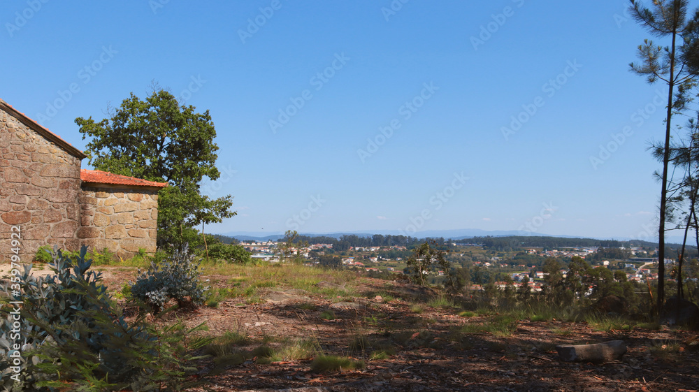 Picturesque meadow overlooking the Portuguese town. Picturesque meadow overlooking the Portuguese town.