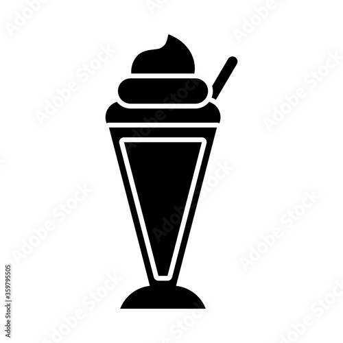 milkshake glass icon, silhouette style