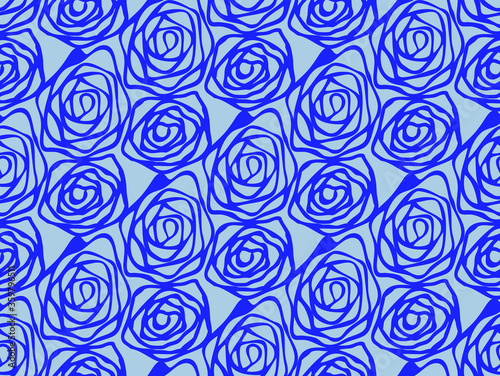 Hand drawn swirl rose flower pattern seamless repeat background