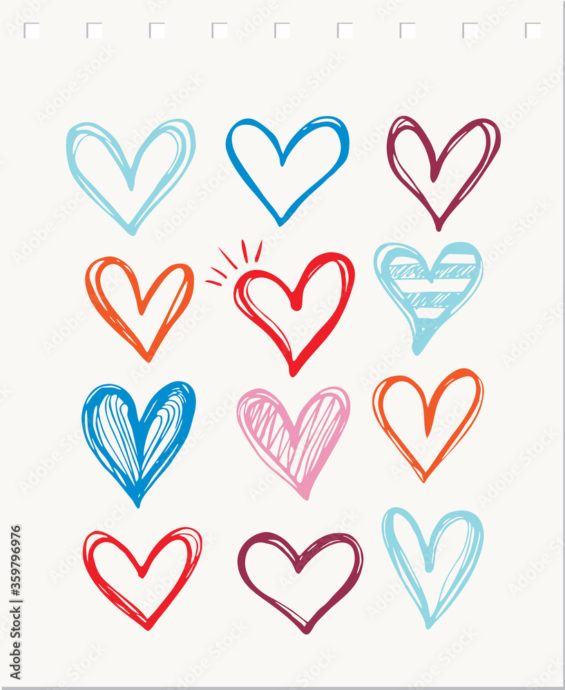 Set of hand drawn heart. Hand drawn hearts isolated on white background. Vector illustration for your graphic design Set of hand drawn heart. Hand drawn hearts isolated on white background. Vector illustration for your graphic design