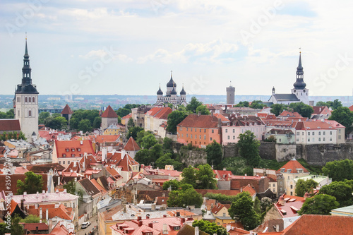 City panorama from above, Tallinn, Estonia. Beautiful view of the old town.