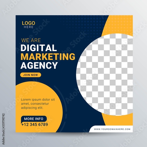 Digital agency social media post square banner template for promotion
