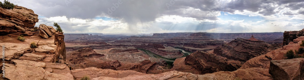 panorama looking at canyon lands national park near moab utah