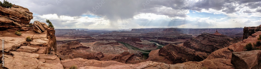 panorama looking at canyon lands national park near moab utah panorama looking at canyon lands national park near moab utah