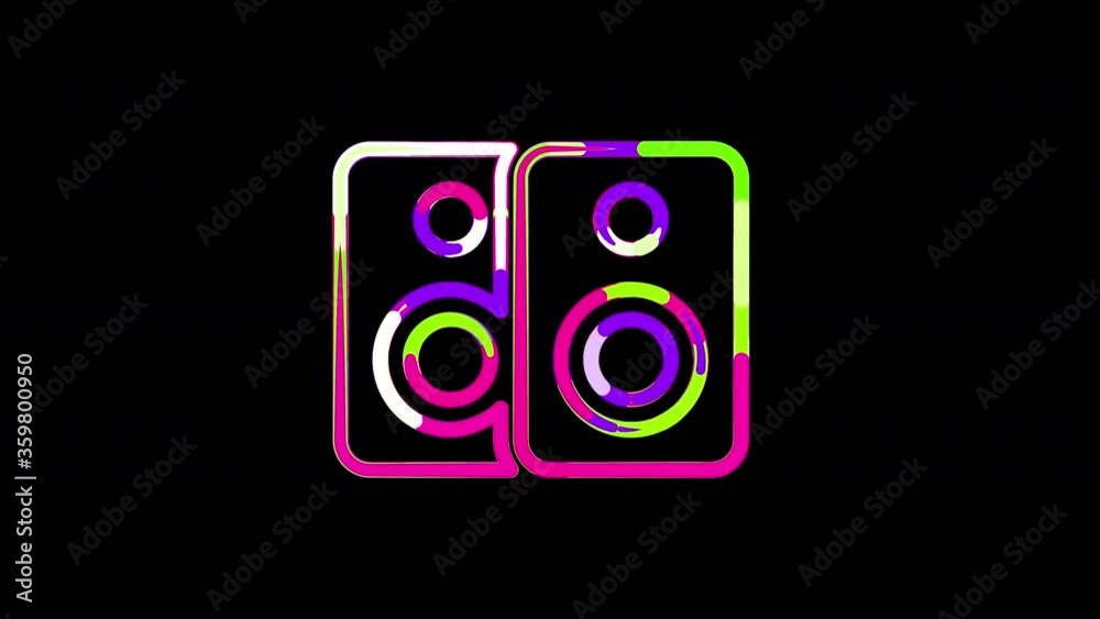 Circles gather in symbol speakers. After it crumbles in a line and moves to the camera. Alpha channel black