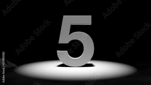 10 second countdown. From 10 to 0. darkness. Spotlight on the numbers. 3D rendering