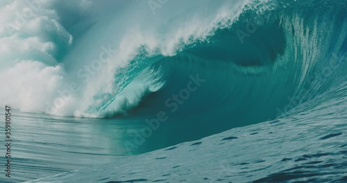 Beautiful Ocean Wave, Powerful wave breaking in slow motion in the south pacific, Teahupo'o, Tahiti photo