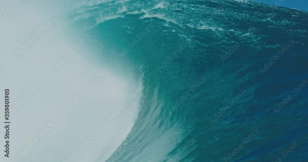 Beautiful Ocean Wave, Powerful wave breaking in slow motion in the south pacific, Teahupo'o, Tahiti