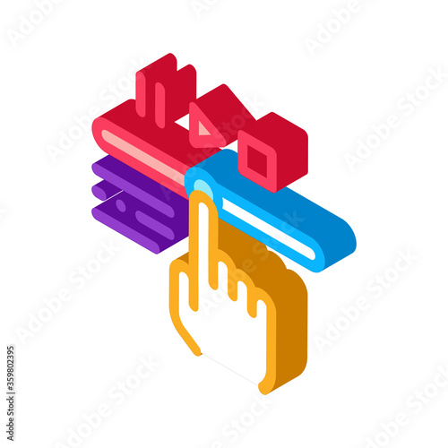 rewind video icon vector. isometric rewind video sign. color isolated symbol illustration