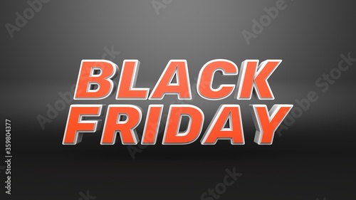 3d render of a black friday text on blackboard orange tex